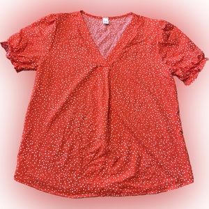 PINKBLUSH Red Dot Print Puff Sleeve Maternity Blouse